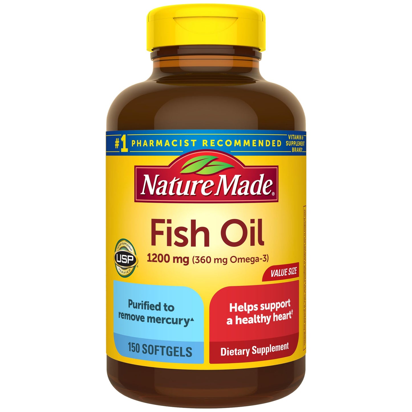 Nature Made Fish Oil Omega 3 Supplements, 1200mg Softgels, Omega 3 Fish Oil for Healthy Heart Support, 100 Softgels, 50 Day Supply Nirvana Guru