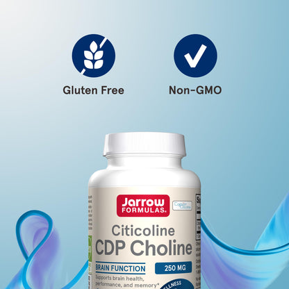 Jarrow Formulas Citicoline CDP Choline 250 MG, CDP Choline Supplement Supports Brain Health, Performance and Memory, 120 Capsules, Up to a 120 Day Supply - Nirvana Guru