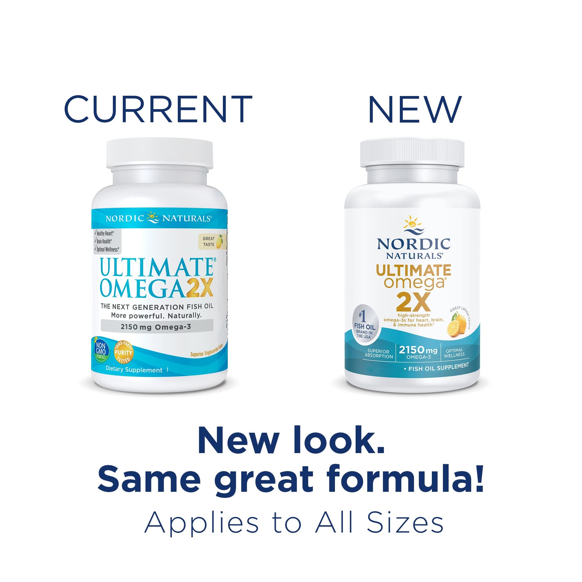 Nordic Naturals Ultimate Omega 2X, Lemon Flavor - 60 Soft Gels - 2150 mg Omega-3 - High-Potency Fish Oil with EPA & DHA - Promotes Brain & Heart Health - Non-GMO - 30 Servings - Nirvana Guru