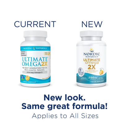 Nordic Naturals Ultimate Omega 2X, Lemon Flavor - 60 Soft Gels - 2150 mg Omega-3 - High-Potency Fish Oil with EPA & DHA - Promotes Brain & Heart Health - Non-GMO - 30 Servings - Nirvana Guru