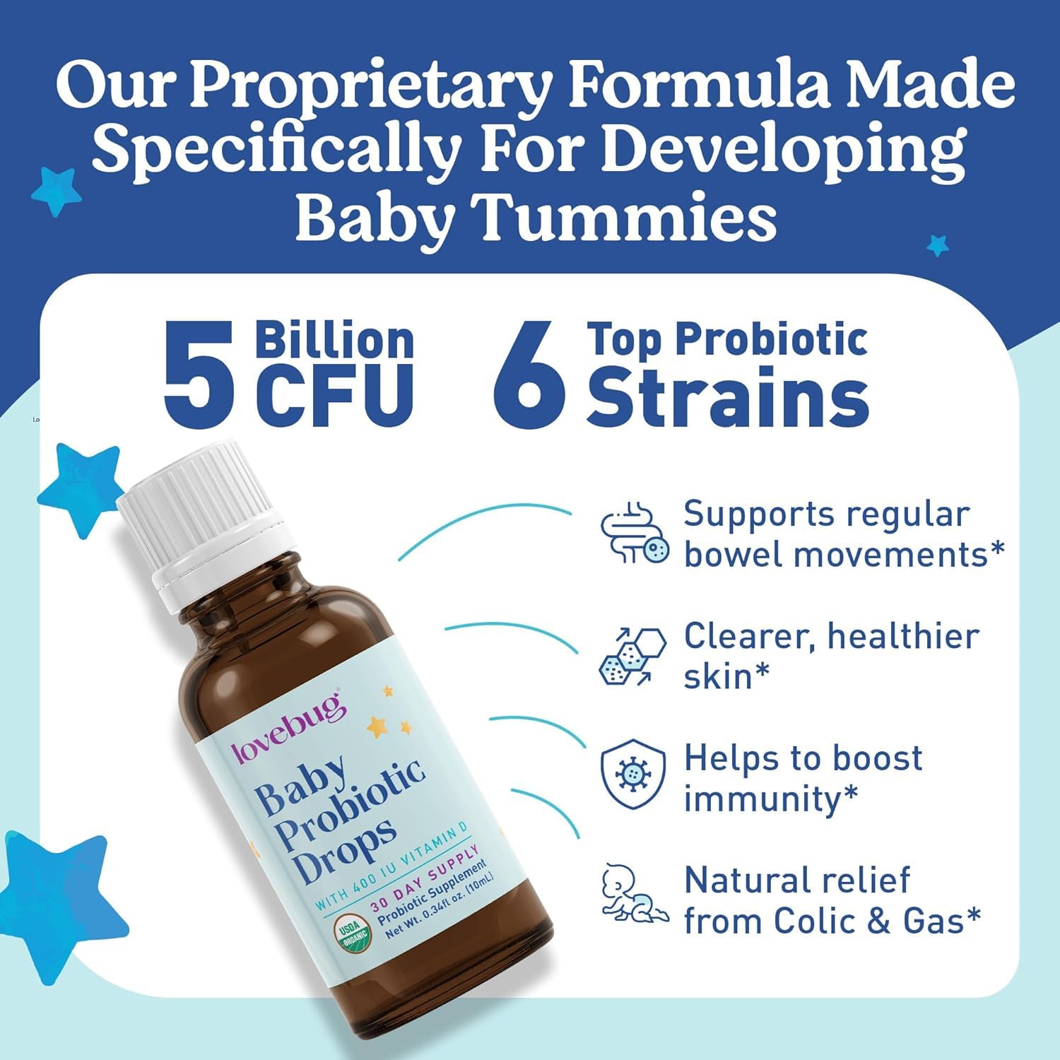 Lovebug Award Winning USDA Organic Probiotic for Infants & Babies | Helps with Colic, Reflux, Diarrhea, Constipation & Gas | Multi-Strain 5 Billion CFU | Liquid Drops | Ages 0-24 Months Nirvana Guru