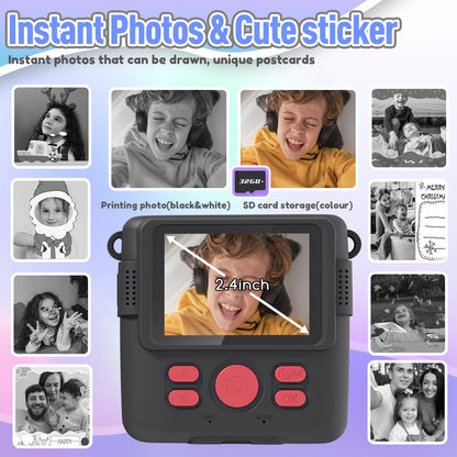 Kids Camera Instant Print, Christmas Birthday Gifts for Kids Age 3-12, Selfie Digital Camera with 1080P Videos,Toddler Portable Travel Cameras Toy for 4 5 6 7 8 9 Year Old Boys Girls-Blue Nirvana Guru