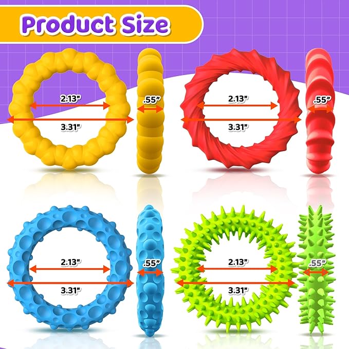 Sensory Fidget Toys for Kids Adults - 4 Pack Stretchy Fidget Bracelet | Texture & Calming Autism Sensory Toys for Special Needs Autistic Children | Calm Down Toy for Toddler Girls Boys nirvanaguru