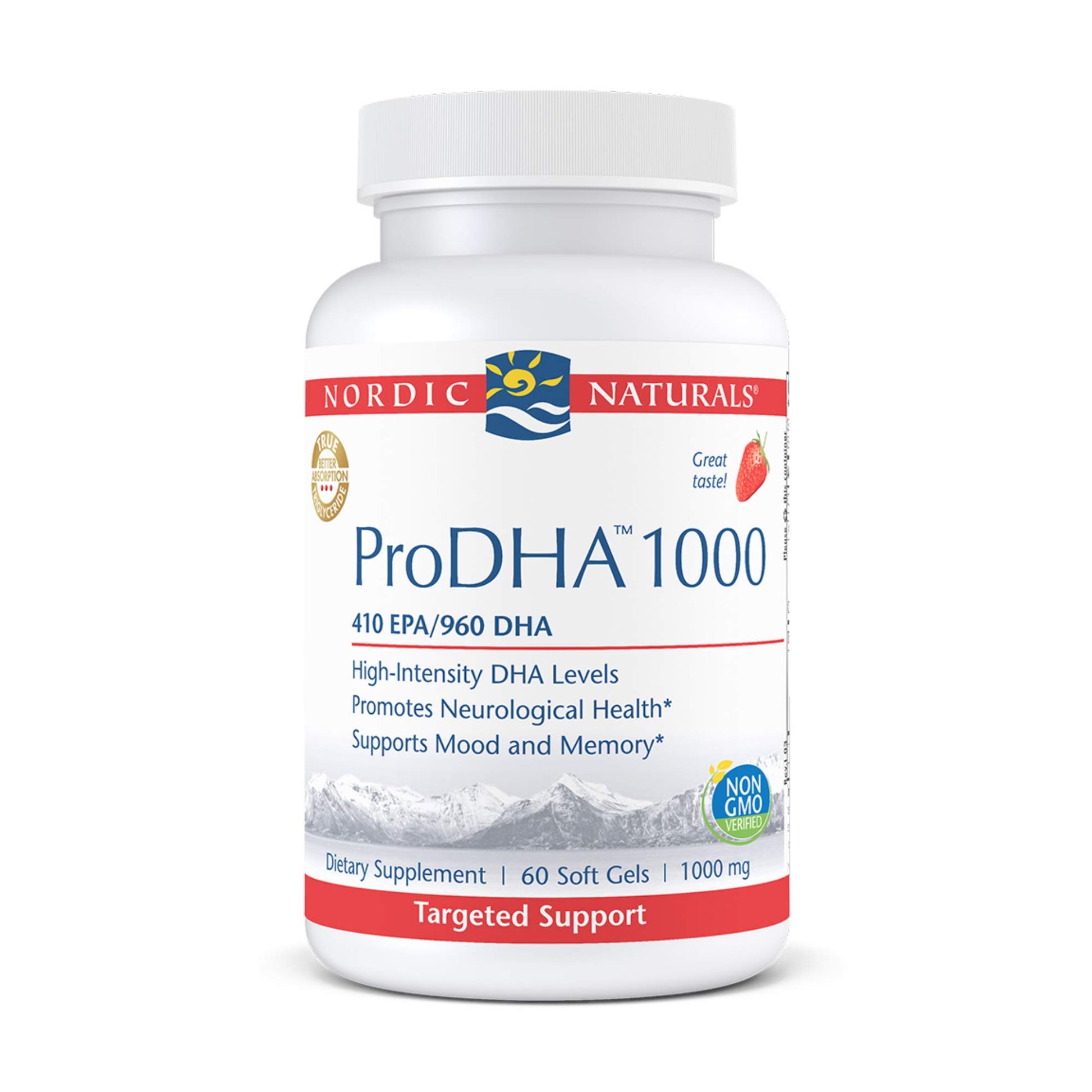 Nordic Naturals ProDHA 1000, Strawberry - 120 Soft Gels - 1660 mg Omega-3 - High-Intensity DHA Formula for Neurological Health, Mood & Memory - Non-GMO - 60 Servings - Nirvana Guru