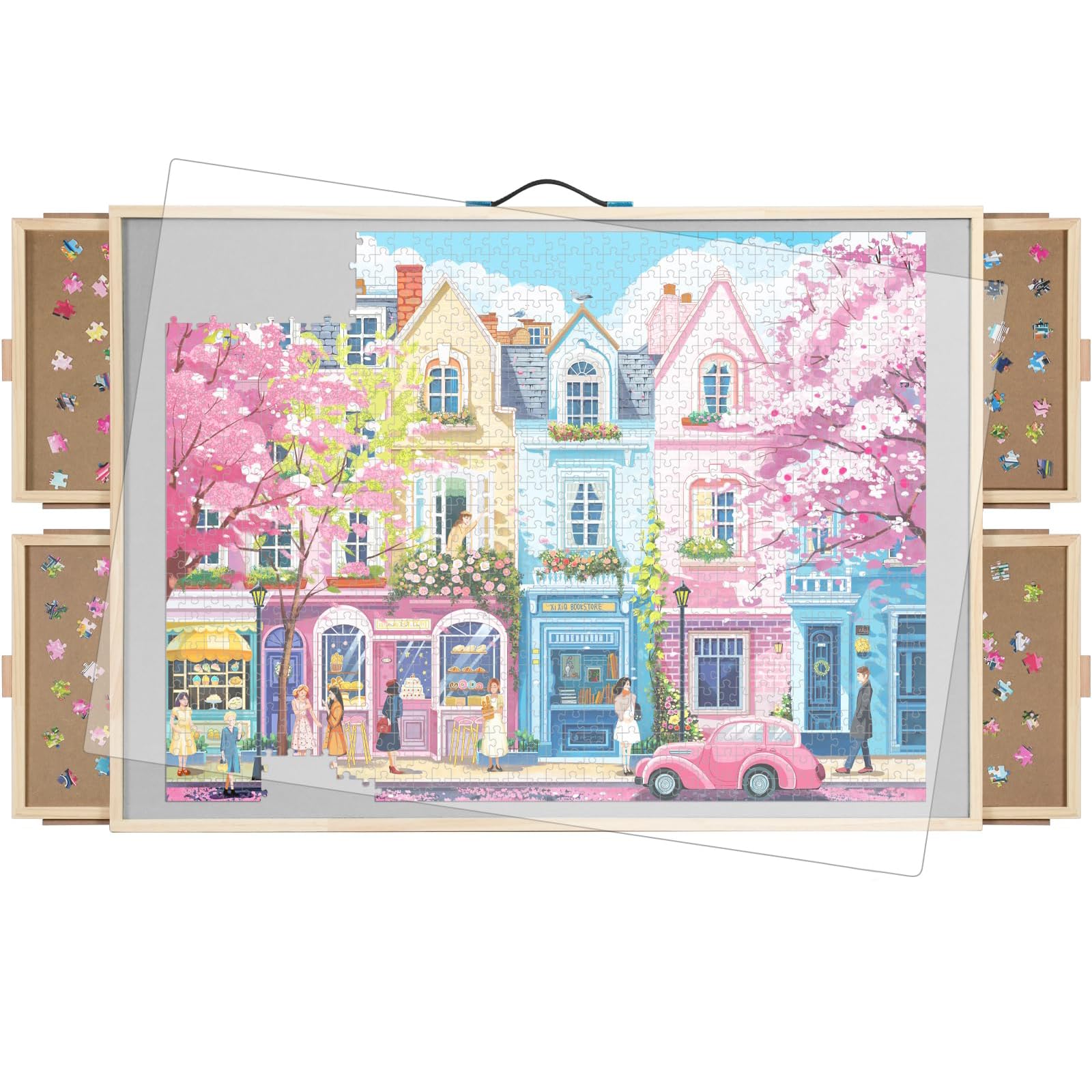 ALL4JIG 1500 Piece Rotating Puzzle Board with Drawers and Cover,25"x34"Portable Wooden Jigsaw Puzzle Table for Adults Portable,Lazy Susan Spinning Puzzle Boards Birthday Gift for mom Nirvana Guru