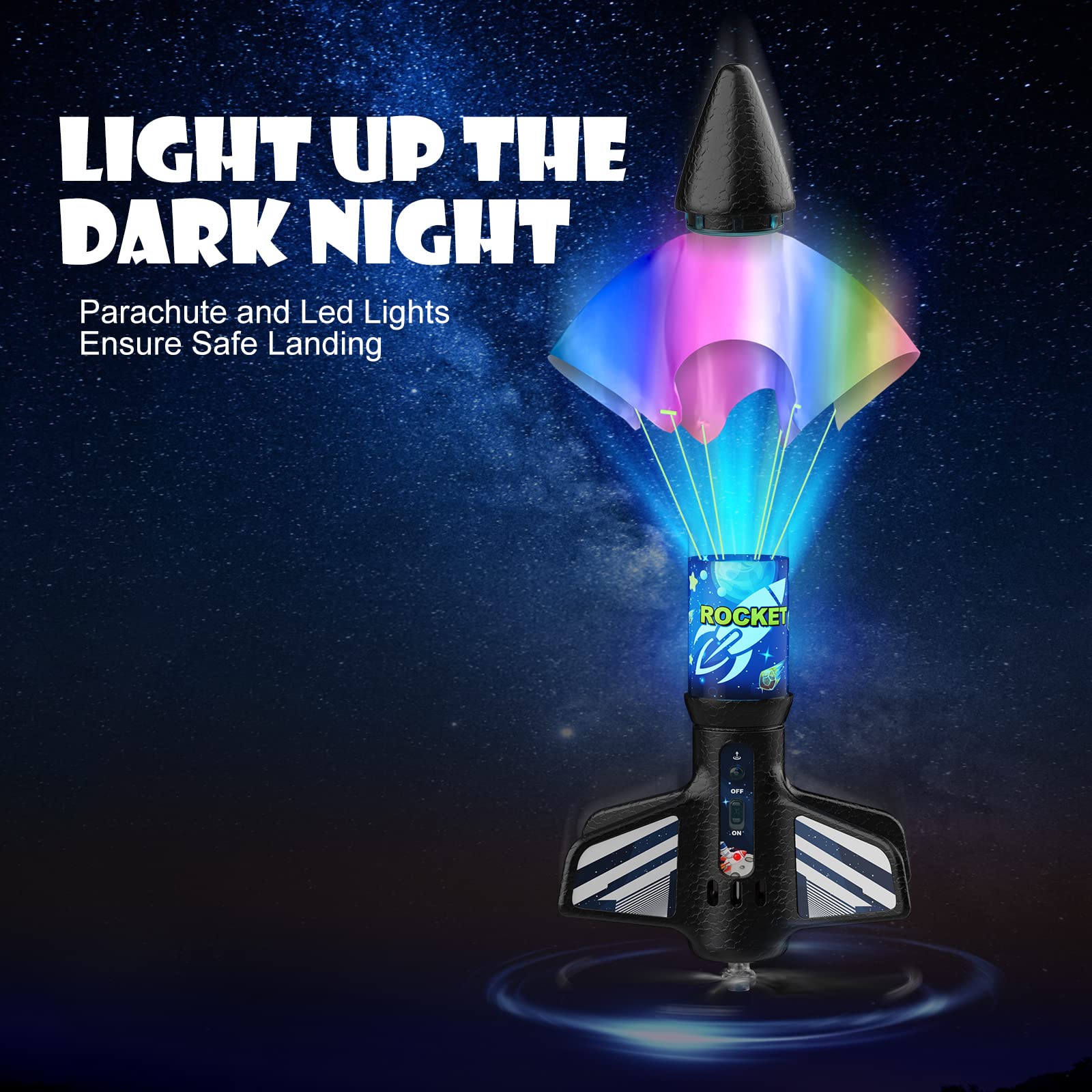 Rocket Launcher for Kids, Self Launching Motorized Air Rocket Toy, Outdoor Toys for Ages 8-12, Model Rockets with Parachute Safely Land, Spaceship Launch up to 200 ft Birthday Gifts for Boys Nirvana Guru