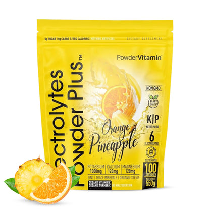 PowerVitamin Lemonade Electrolytes Powder No Sugar for Daily Energy - Keto Electrolytes - Hydration Powder with 1000mg Potassium, 120mg Calcium, Magnesium, Organic Vitamin C, 100 Servings