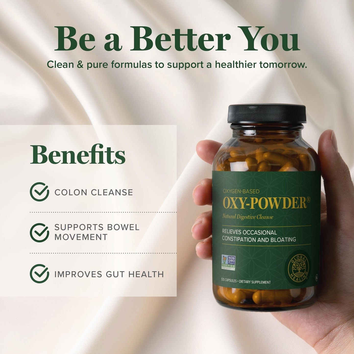 Global Healing Oxy-Powder Colon Cleanse, Constipation Relief for Women & Men, Magnesium Oxide Colon Cleanser & Detox for Weight Loss, Gut Cleanse Detox for Women and Men