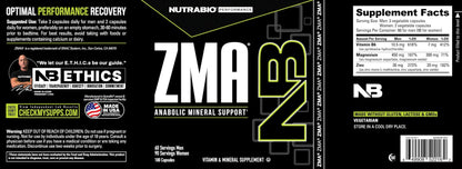 NutraBio ZMA Supplements for Men & Women- Zinc Magnesium Supplements to Support Hormone Levels -Sleep- Muscle Recovery-Immune Health 90 Count Nirvana Guru