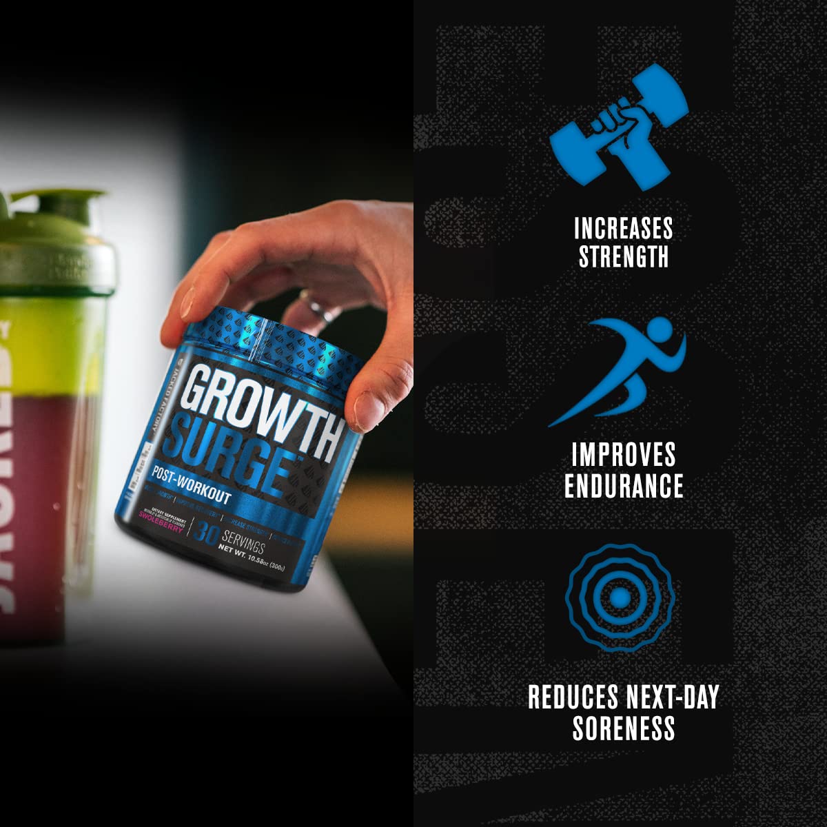 Jacked Factory Growth Surge Creatine Post Workout w/L-Carnitine - Daily Muscle Builder & Recovery Supplement with Creatine Monohydrate, Betaine, L-Carnitine L-Tartrate - 30 Servings, Swoleberry Nirvana Guru