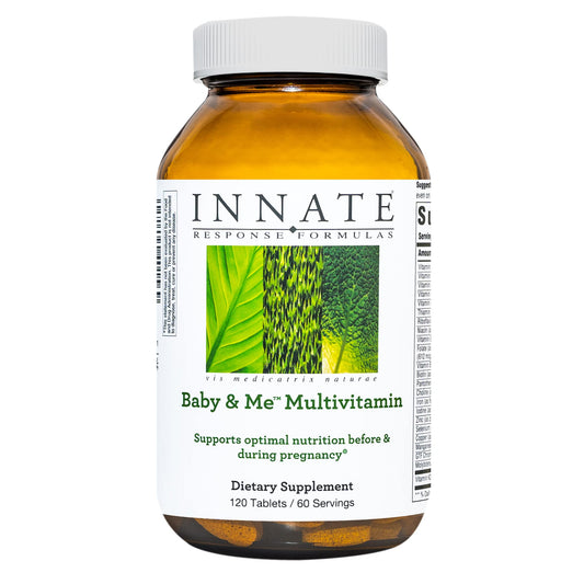 INNATE Response Formulas Baby & Me Multivitamin - Prenatal and Postnatal Vitamin with Folate, Choline, and Vitamins B12 and D3 - Vegetarian, Non-GMO, and Gluten-Free - 120 Tablets (60 Servings) - Nirvana Guru