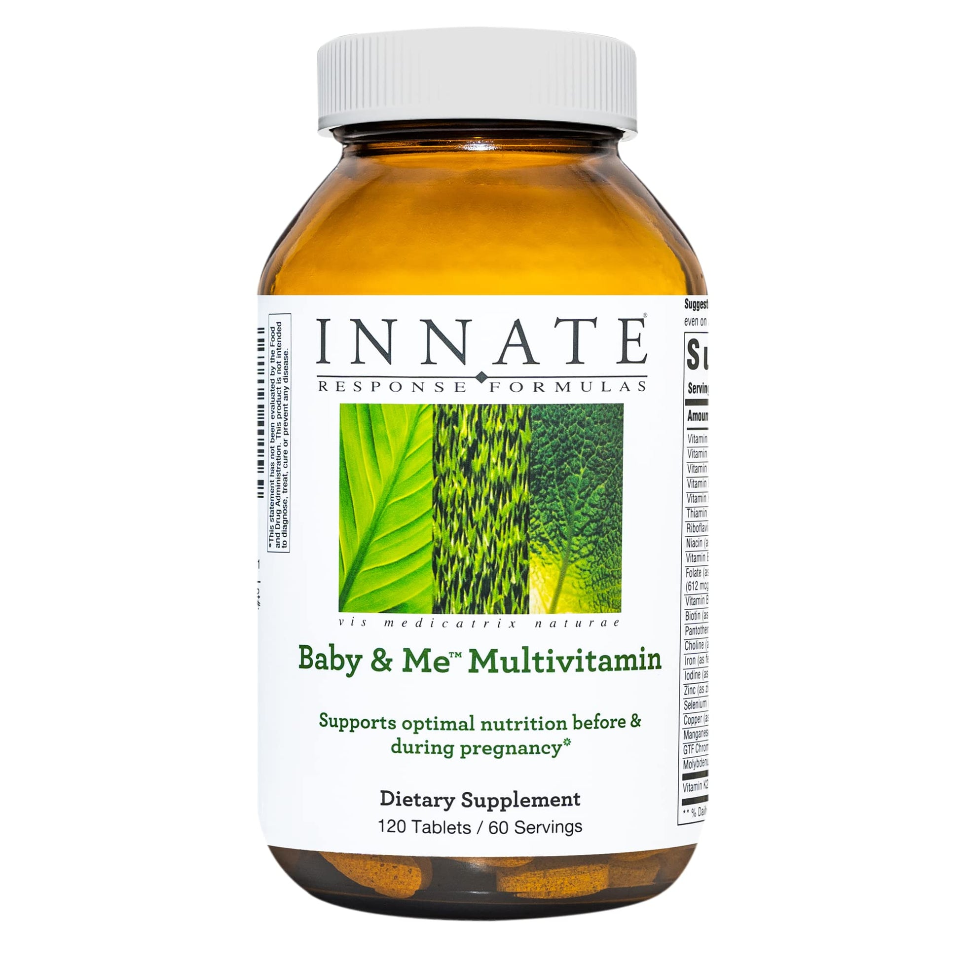 INNATE Response Formulas Baby & Me Multivitamin - Prenatal and Postnatal Vitamin with Folate, Choline, and Vitamins B12 and D3 - Vegetarian, Non-GMO, and Gluten-Free - 120 Tablets (60 Servings) - Nirvana Guru