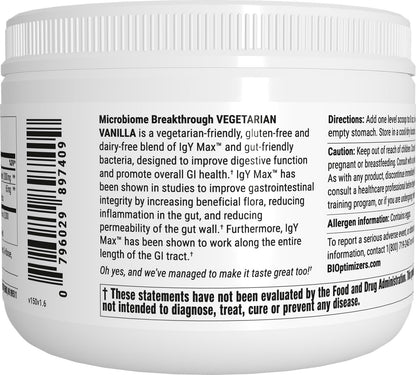 Microbiome Breakthrough Repair Powder - Vegetarian Vanilla - Contains Probiotics for Men and Women - Gas & Bloating Relief - GI Revive - Improves Gut Health - 30 Servings - 150g Nirvana Guru