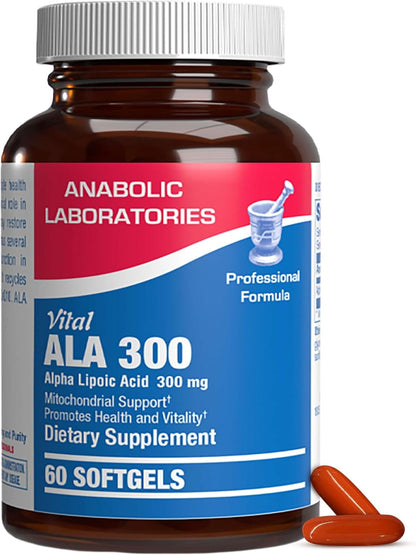 Alpha Lipoic Acid 300mg - Clinical Formula ALA Supplement for Liver Eye Brain Mitochondria Energy Antioxidant & Nerve Support - Non-GMO Soy Free & Easy to Swallow Softgels - 60 Servings Nirvana Guru