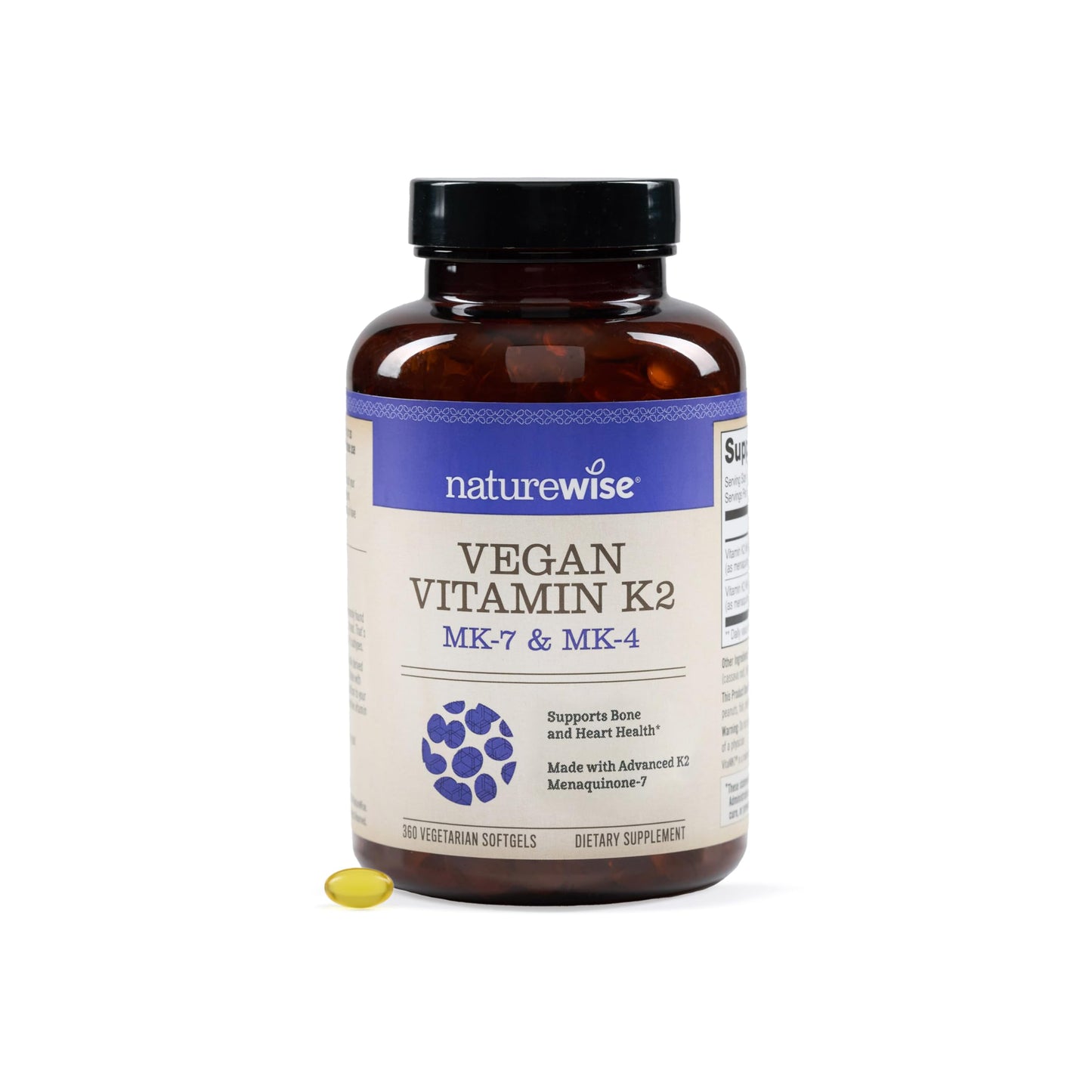 NatureWise Vitamin K2 600mcg Supplement with MK-7 100mcg & MK-4 500mcg - Enhanced Bioavailable Formula - K Complex for Bone and Heart Health - Vegan, Gluten Free, Non-GMO -90 Softgels[3-Month Supply] Nirvana Guru