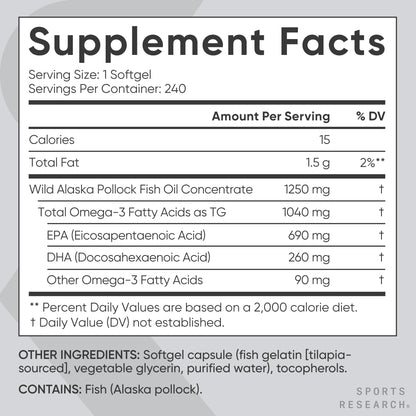 Sports Research Total Omega-3 Fish Oil from Wild Sockeye Salmon, Alaska Pollock, Antarctic Krill, Astaxanthin + Phospholipids & Wax Esters for Absorption | 960mg of EPA & DHA - Fresh Lemon Scent (120 - Nirvana Guru