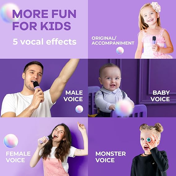 YLL Mini Karaoke Machine with 2 Wireless Microphones, TOP Kids Gifts for Girls Ages 3, 4, 5, 6, 7, 8, 9, 10, 11, 12 +Years Old, 4-12th Birthday Toy Gift for Girls Boys Party (Purple) nirvanaguru