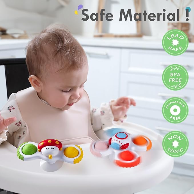 ALASOU 3PCS Pop Suction Cup Spinner Toys for 1 Year Old Boy Girl|Novelty Spinning Tops Toddler Toys Age 1-2|Sensory Baby Bath Toy for Toddlers 1-3|12 18 Months Boy Birthday Gift for Infant nirvanaguru