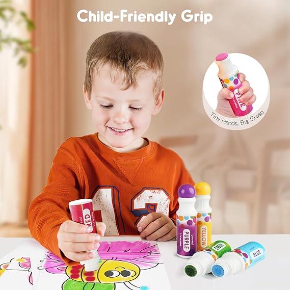 Jar Melo Washable Dot Markers, 6 Colors Dot Paints with 108 PDF & 10 Physical Activity Papers, Non-Toxic Bingo Daubers for Toddlers 1-3 2-4 nirvanaguru