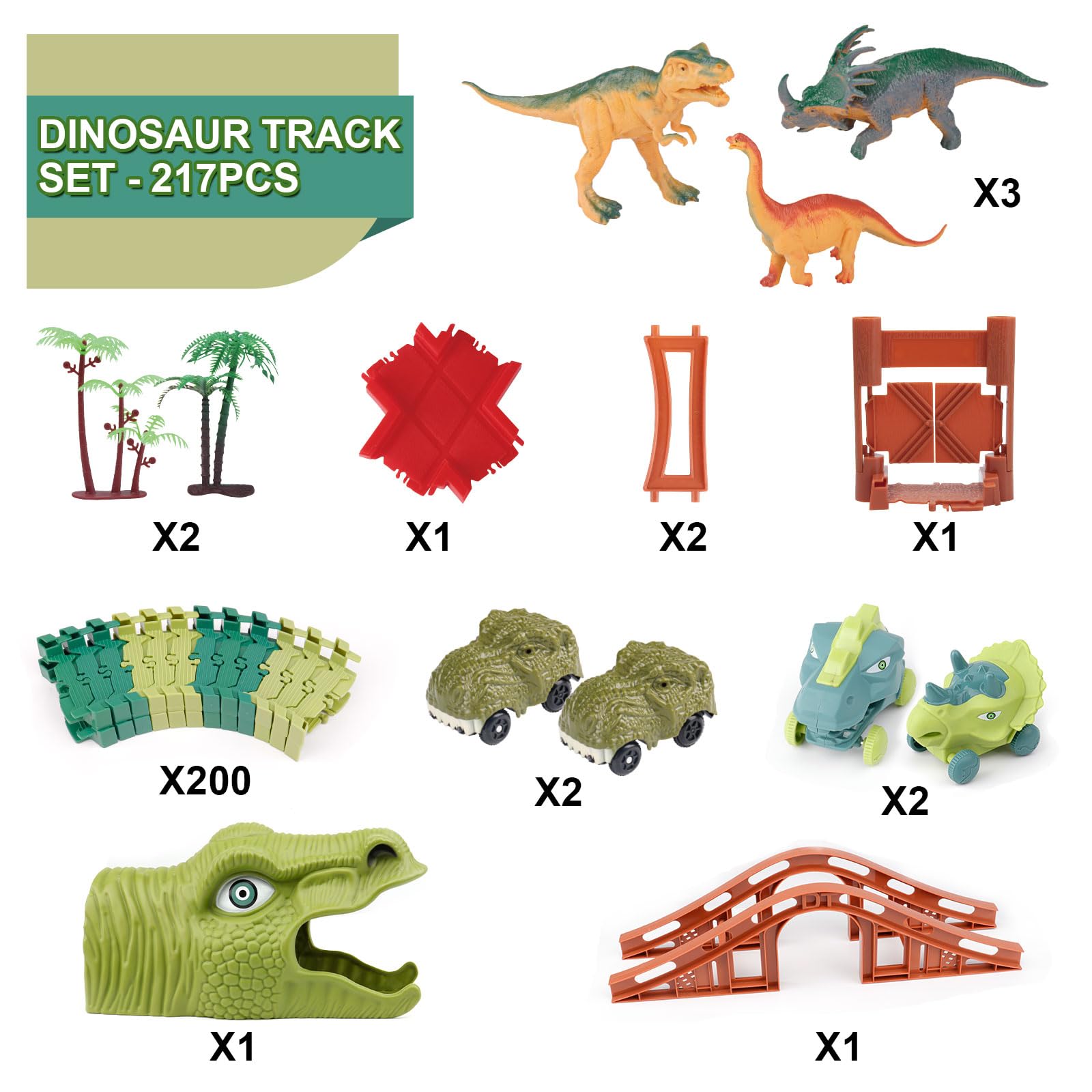 GIAT Dinosaur Track Toys - Best Birthday Gifts for 3 4 5 6 7 Year Old Boys Girls, Dinosaur Race Car Track with Light & Sound, Create A Dinosaur World Road Race Nirvana Guru