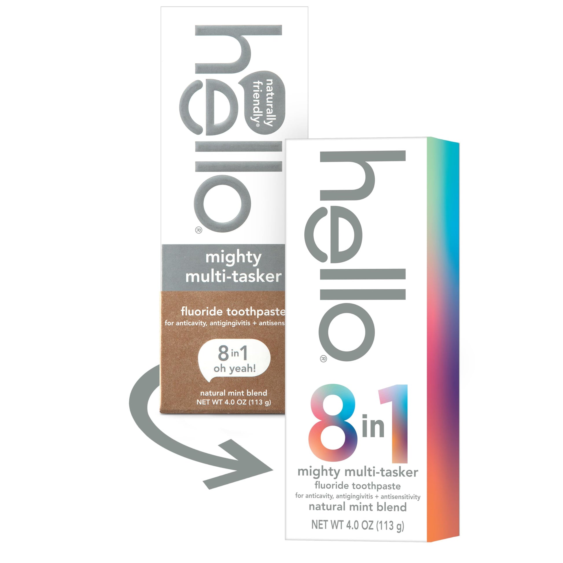 hello Mighty Multitasker Fluoride Toothpaste, 8-in-1 Toothpaste with Minty Flavor, Anticavity, Antigingivitis, Antisensitivity, Strengthens Enamel and Whitens, 2 Pack, 4.0 Oz Tubes Nirvana Guru