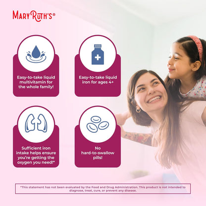 MaryRuth Organics Iron Supplement for Women Men & Kids, Liquid Iron Supplement for Women Men & Kids, Iron for Healthy Blood & Oxygen, Ages 4 & Up, Sugar Free, Vegan, Non-GMO, Gluten Free, 15.22 Fl Oz - Nirvana Guru