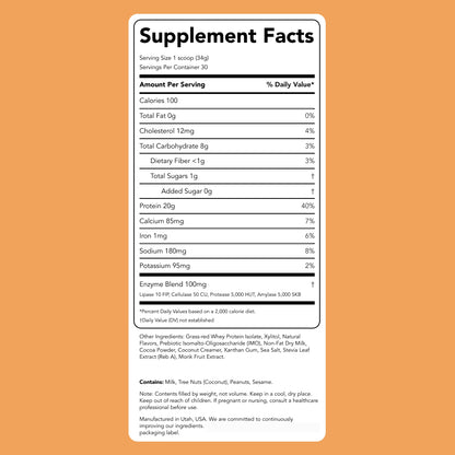 Clean Simple Eats Whey Protein Powder, Simply Vanilla Flavor Naturally Sweetened, 100% Grass Fed Protein Powder with Digestive Enzymes & No Artificial Ingredients, Gluten Free, 30 Servings