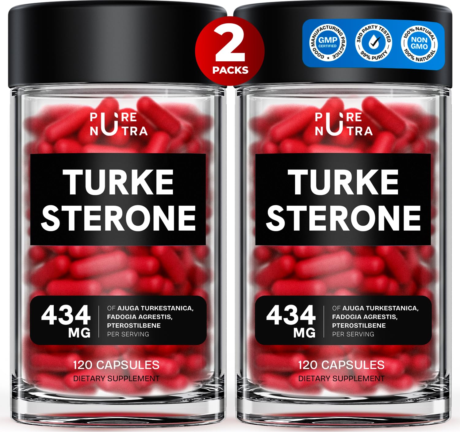 Turkesterone Supplement for Men - Organic Turkesterone Supplement for Muscle Growth w/Fadogia Agrestis Pterostilbene | Complexed Turkesterone Powder | 120 Turkestrone Vegan Capsules 1 Pack Nirvana Guru