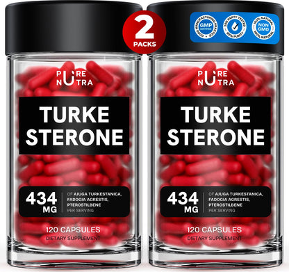 Turkesterone Supplement for Men - Organic Turkesterone Supplement for Muscle Growth w/Fadogia Agrestis Pterostilbene | Complexed Turkesterone Powder | 120 Turkestrone Vegan Capsules 1 Pack Nirvana Guru