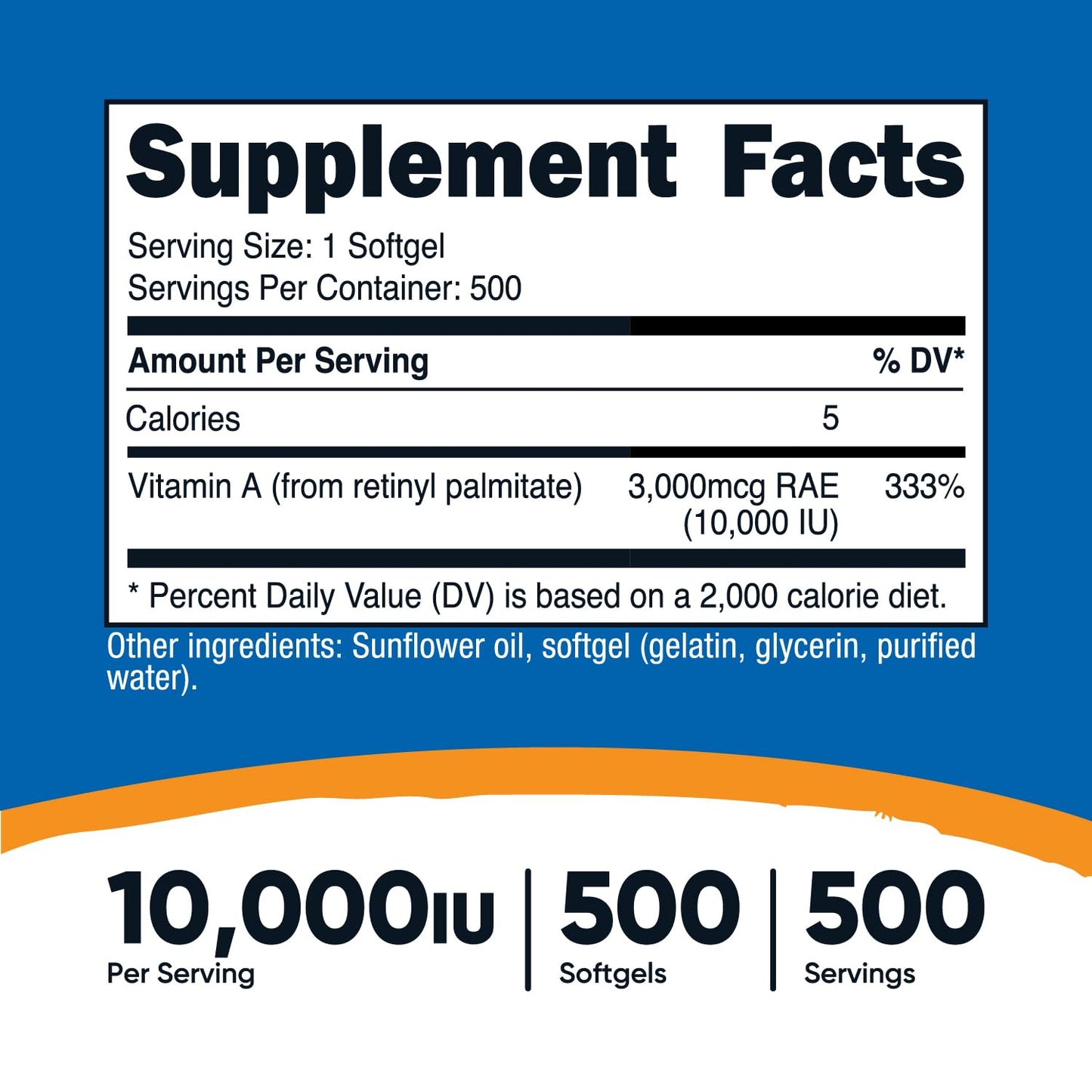 Nutricost Vitamin A 10,000 IU, 500 Softgel Capsules Nirvana Guru