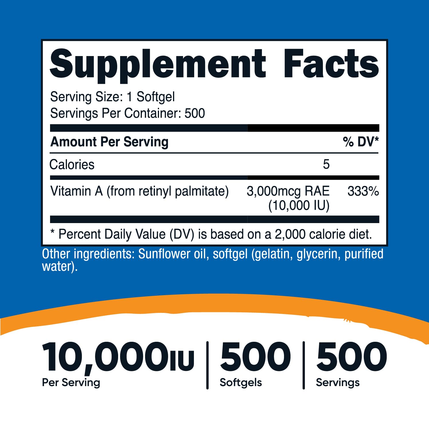 Nutricost Vitamin A 10,000 IU, 500 Softgel Capsules Nirvana Guru