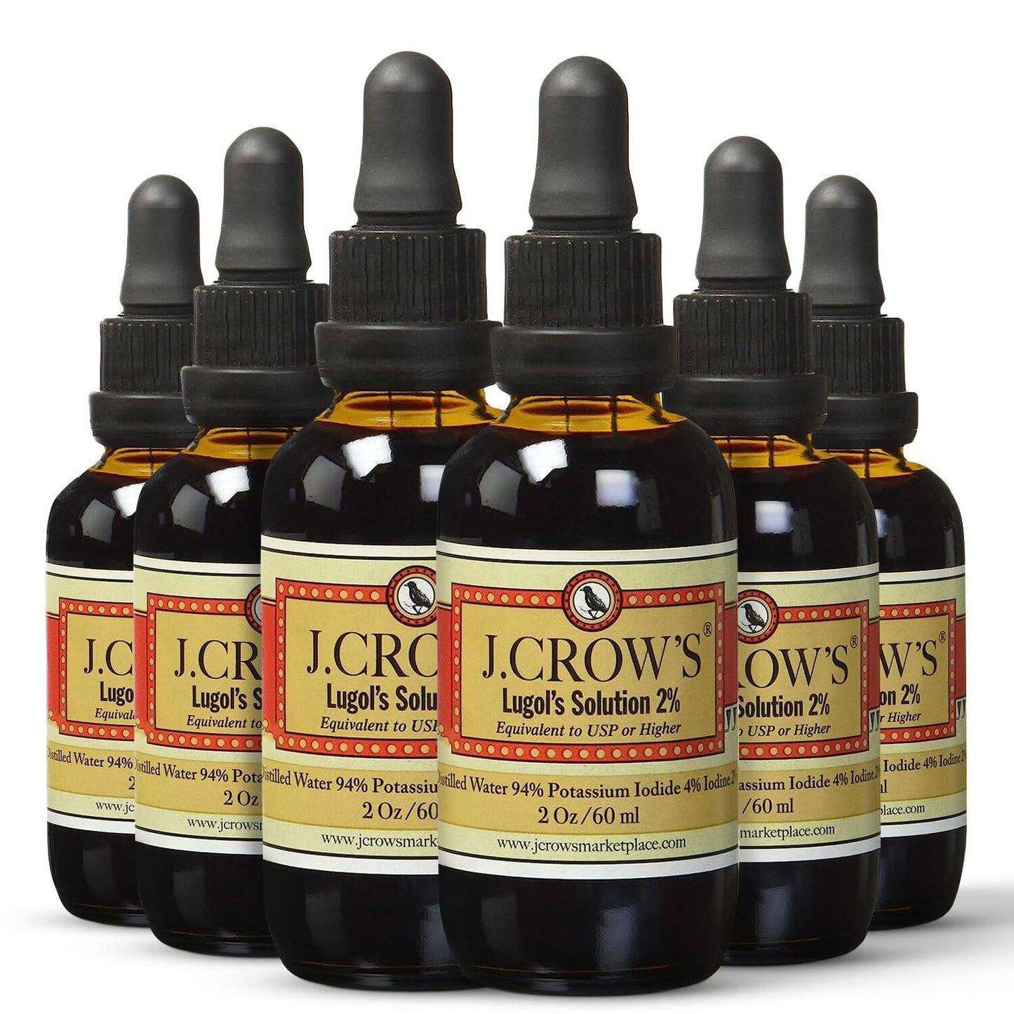 J.CROW'S® Lugol's Solution of Iodine 2% 2 oz (1 Bottle) – Premium Potassium Iodide Liquid, Supports Thyroid & Energy, Gluten &, Alcohol-Free Natural Brine Extract, No Expiration Nirvana Guru