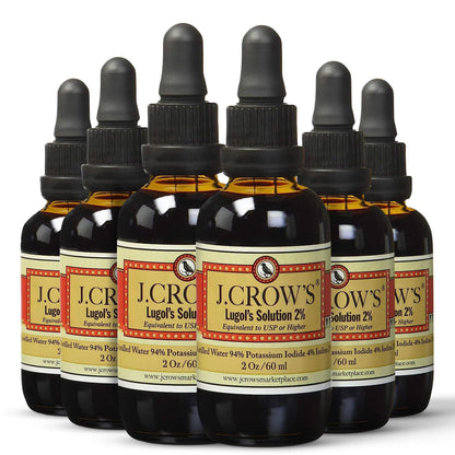 J.CROW'S® Lugol's Solution of Iodine 2% 2 oz (1 Bottle) – Premium Potassium Iodide Liquid, Supports Thyroid & Energy, Gluten &, Alcohol-Free Natural Brine Extract, No Expiration Nirvana Guru