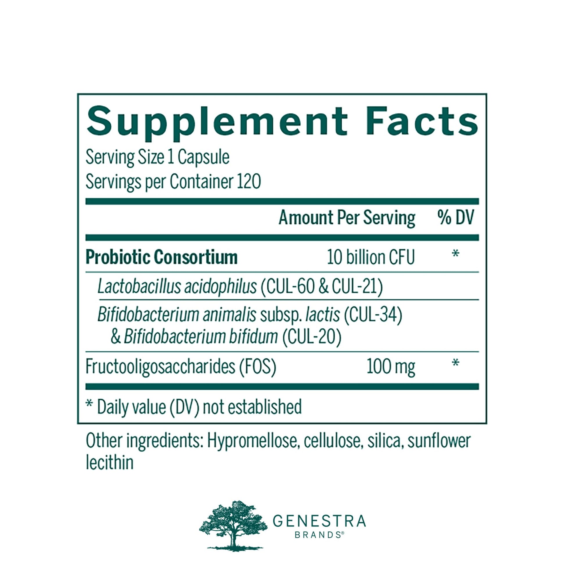 Genestra Brands - HMF Forte Probiotic Supplement - Four Strains of Probiotics to Promote GI Health - 120 Capsules - Nirvana Guru
