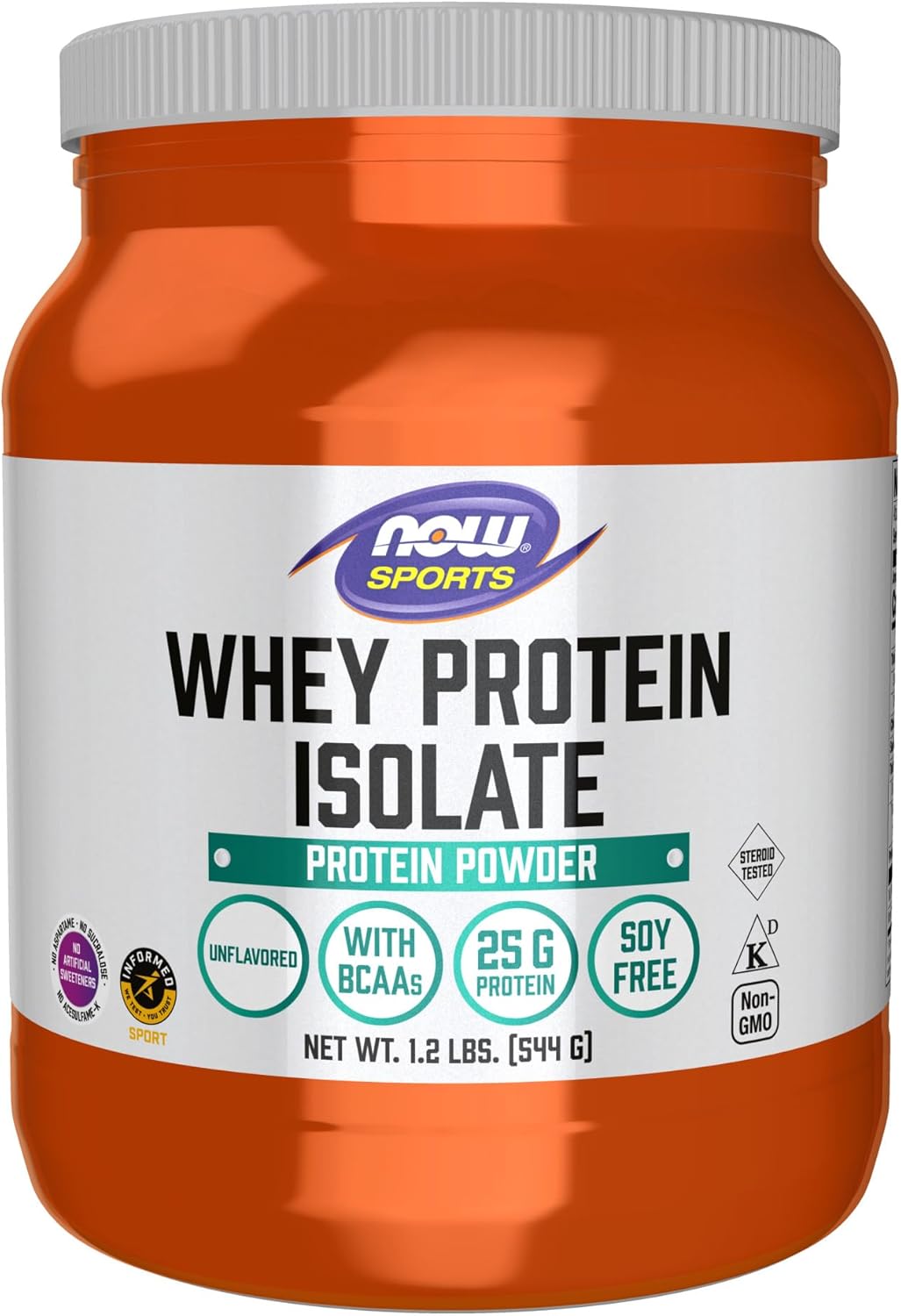 NOW Foods Sports Nutrition, Whey Protein Isolate, 25 g With BCAAs, Unflavored Powder, 1.2-Pound - Nirvana Guru