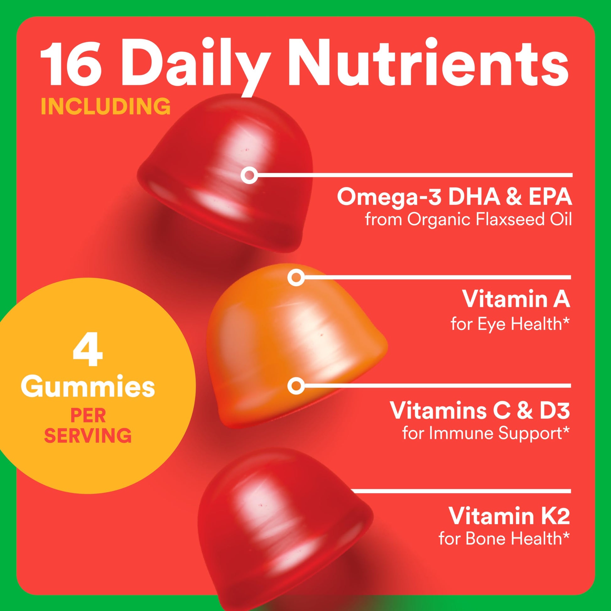 SmartyPants Organic Kids Multivitamin Gummies: Probiotics, Omega 3 (ALA), Vitamin D3, C, Vitamin B12, B6, A, K & Zinc for Immune Support, Biotin, Three Fruit Flavors, 120 Count (30 Day Supply) Nirvana Guru