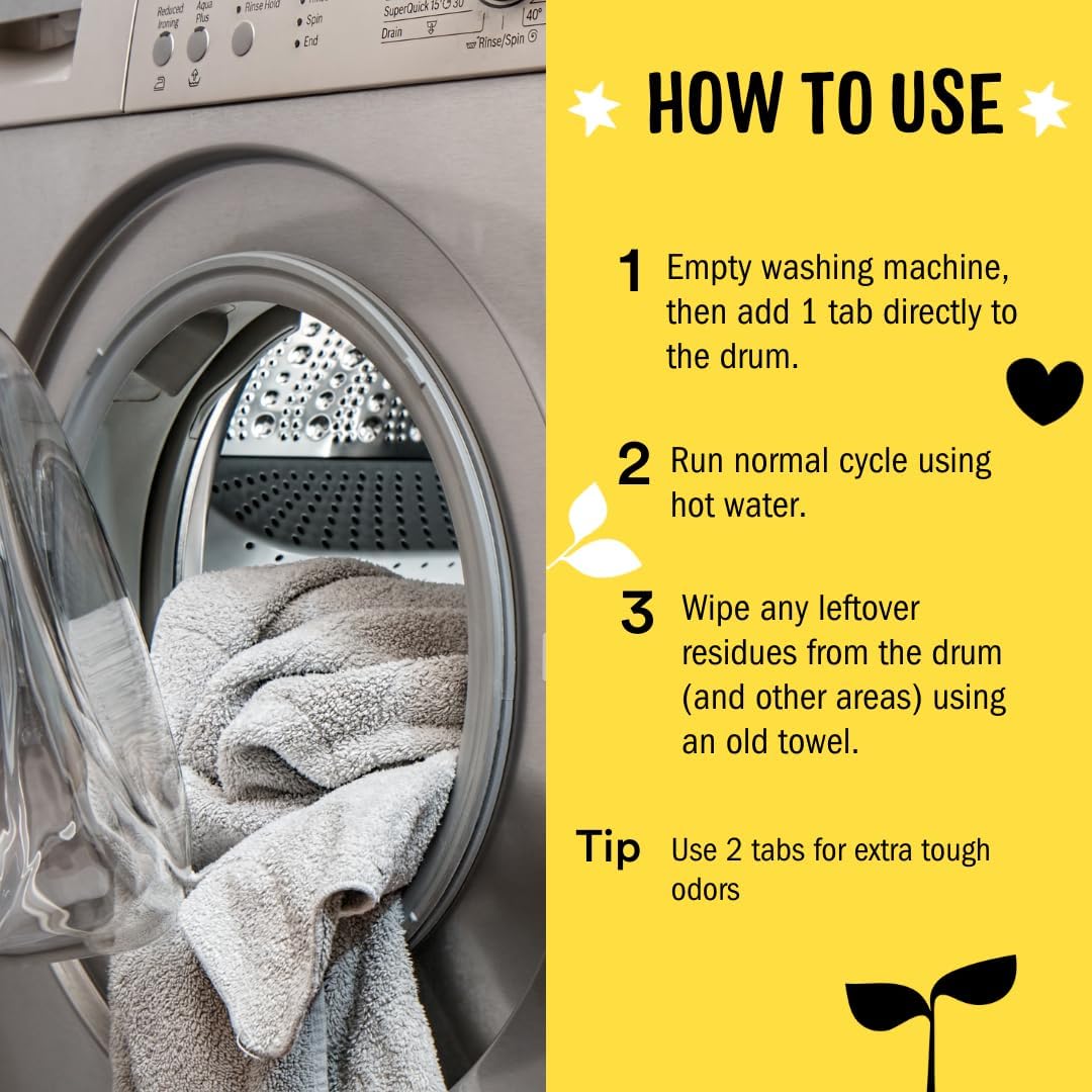 Molly's Suds Washing Machine Cleaner | Removes Odors & Grime from Front & Top Loader Machines, Including HE (Citrus - 10 Tablets) Nirvana Guru