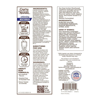 GuruNanda Teeth Whitening Dual Barrel Oxyburst Mouthwash - Alcohol & Fluoride Free, Hydrogen Peroxide to Promote Whiter Teeth - Wild Mint - 20 Fl Oz Nirvana Guru
