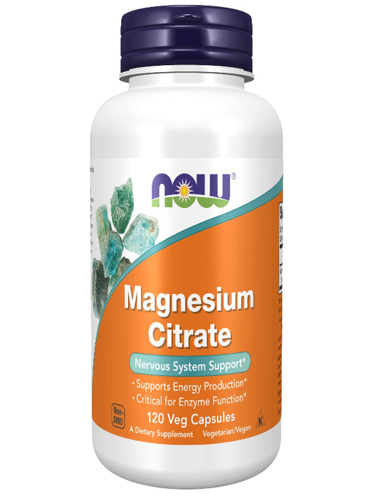 NOW Foods Supplements, Magnesium Citrate, Enzyme Function*, Nervous System Support*, 240 Veg Capsules - Nirvana Guru
