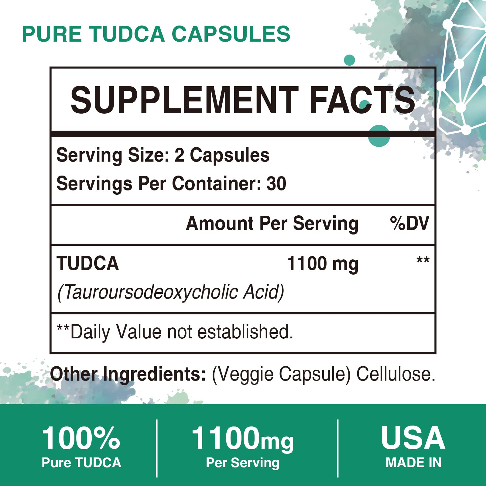 TUDCA Liver Supplements 1100mg, 3rd Party Tested Ultra Strength Bile Salt TUDCA Supplement, Liver Support for Liver Cleanse Detox and Repair, 60 Capsules Nirvana Guru