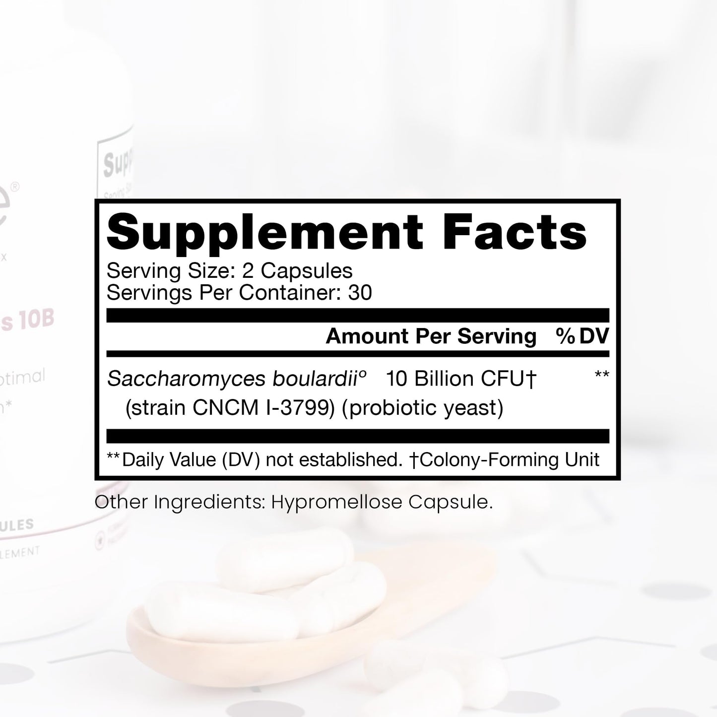 Saccharomyces 10B - Saccharomyces Boulardii, 10 Billion CFU Per Serving, Patented Strain: Lynside CNCM I-3799, Probiotic Capsules, Probiotics for Men and Women - 120 Count - Nirvana Guru