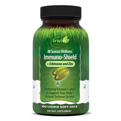 Irwin Naturals Immuno-Shield - 100 Liquid Softgels, Pack of 2 - All Season Wellness for Body's Natural Defense System - 32 Total Servings - Nirvana Guru