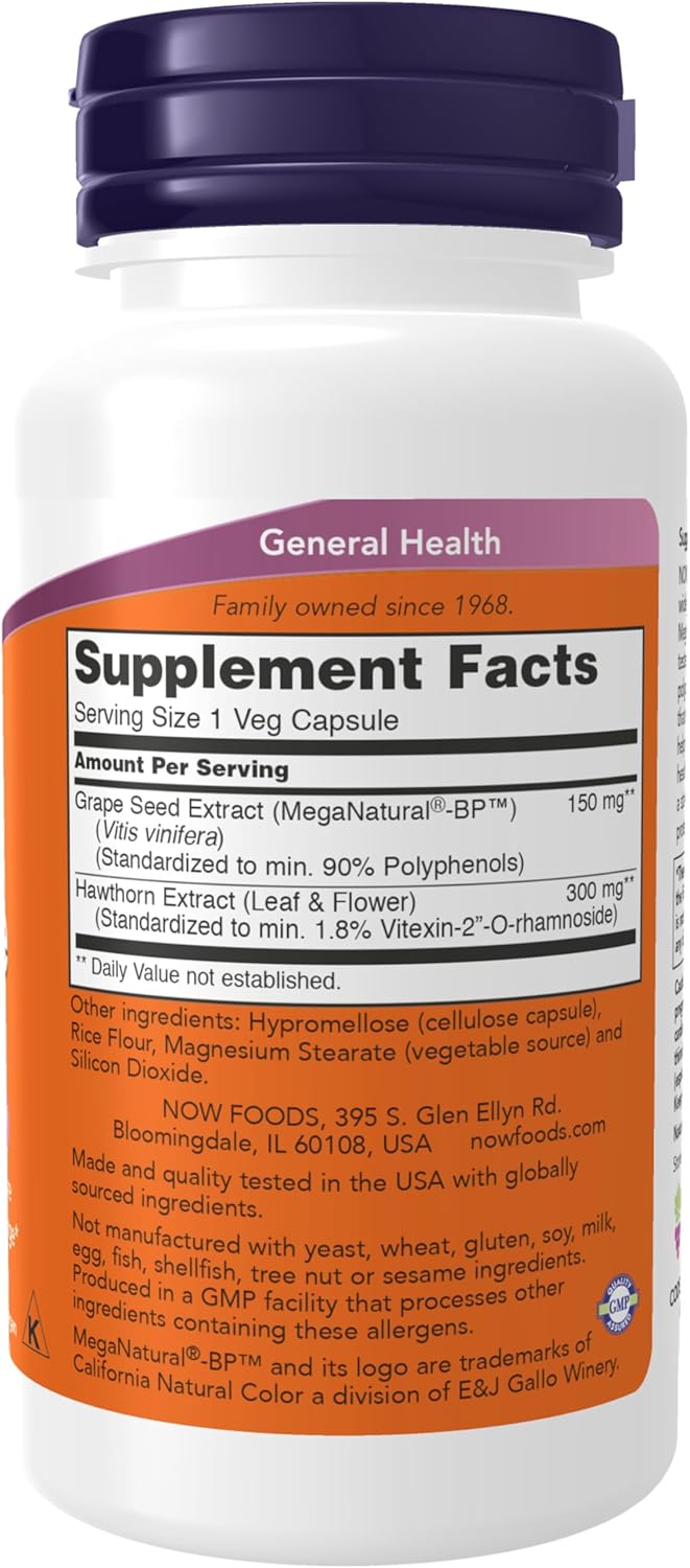 NOW Foods Supplements, Blood Pressure Health with MegaNatural®-BP™, Cardiovascular Support*, 90 Veg Capsules - Nirvana Guru
