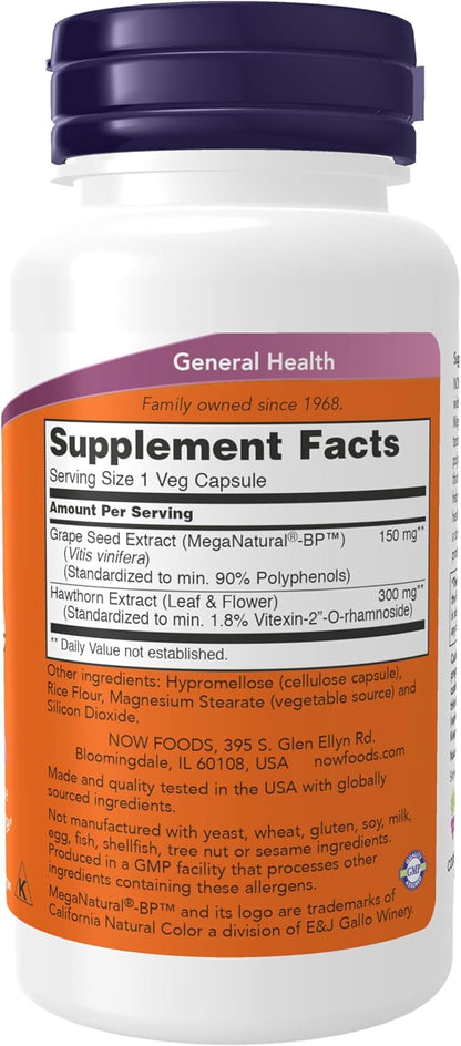 NOW Foods Supplements, Blood Pressure Health with MegaNatural®-BP™, Cardiovascular Support*, 90 Veg Capsules - Nirvana Guru