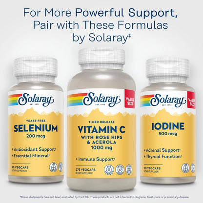 Solaray Yeast Free Selenium 200mcg, Selenium Capsules for Healthy Thyroid Function & Immune Support, High Absorption Supplement, Vegan, 90 Servings, 90 VegCaps Nirvana Guru