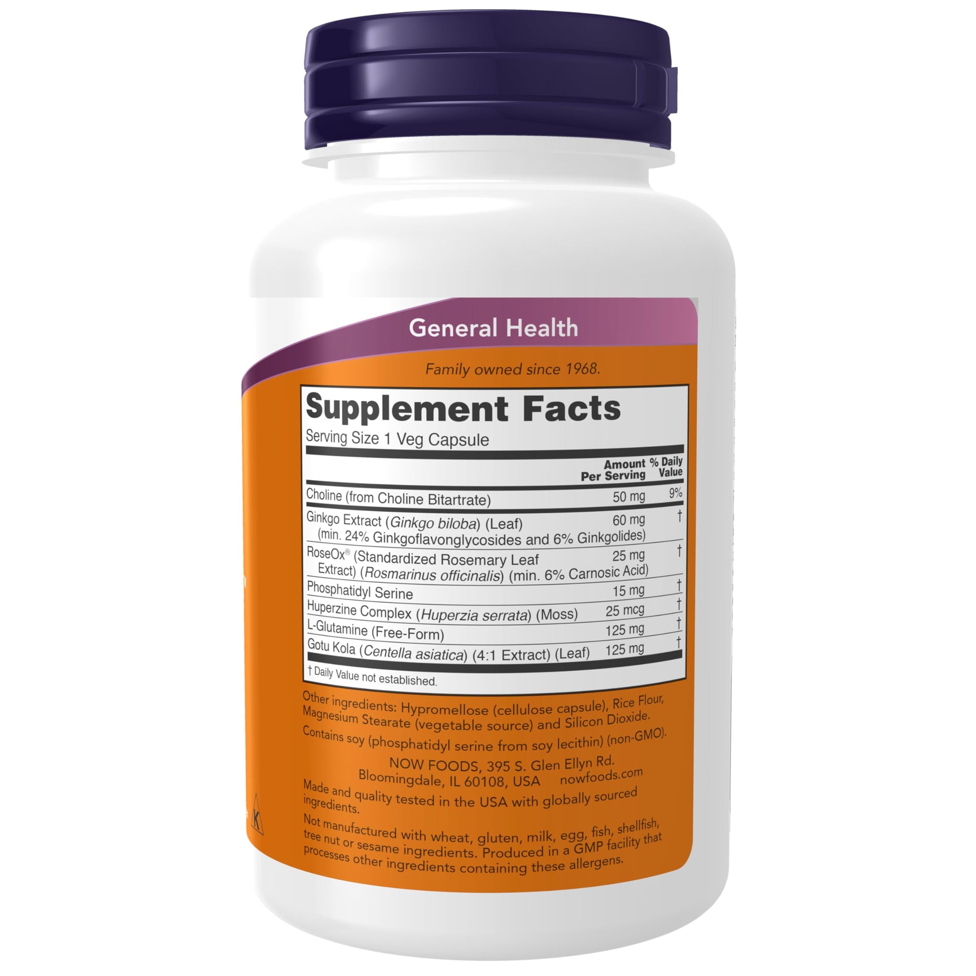 NOW Foods Supplements, Brain Elevate™, Featuring Ginkgo Biloba, RoseOx® and Phosphatidyl Serine, 60 Veg Capsules - Nirvana Guru