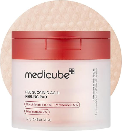 Medicube Red Succinic Acid Exfoliating Peeling Pads for Acne-Prone Skin – AHA, BHA, Niacinamide & Panthenol nirvanaguru