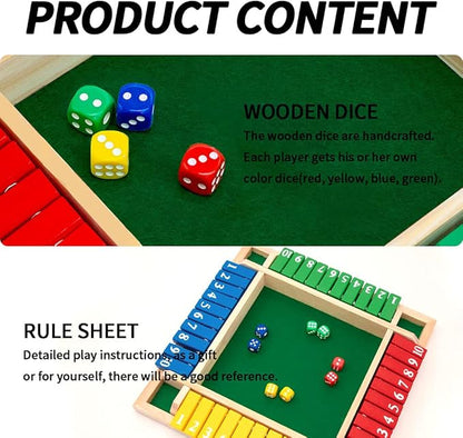 Nicecho Shut The Box Dice Game,2-4 Player Family Wooden Board Table Math Games for Adults and Kids, 8 Dices Classics Tabletop Version Games for Classroom,Home,Party or Pub nirvanaguru