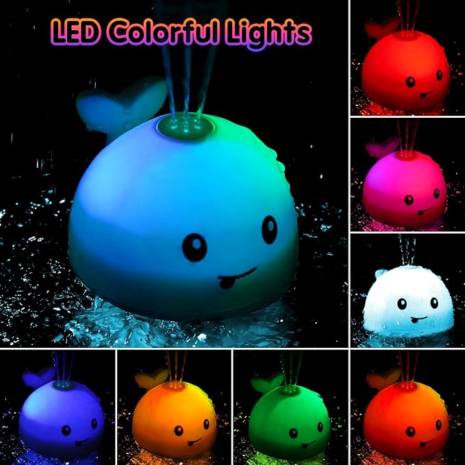 Baby Bath Toys, Toddler Bath Toys for Kids Ages 1-3, Light Up Whale Bath Toy Sprinkler, Pool Water Table Infant Baby Toys 6-12-18 Months, Bathtub Fountain Toy, Toddler 1st Birthday 1 2 3 Gifts nirvanaguru
