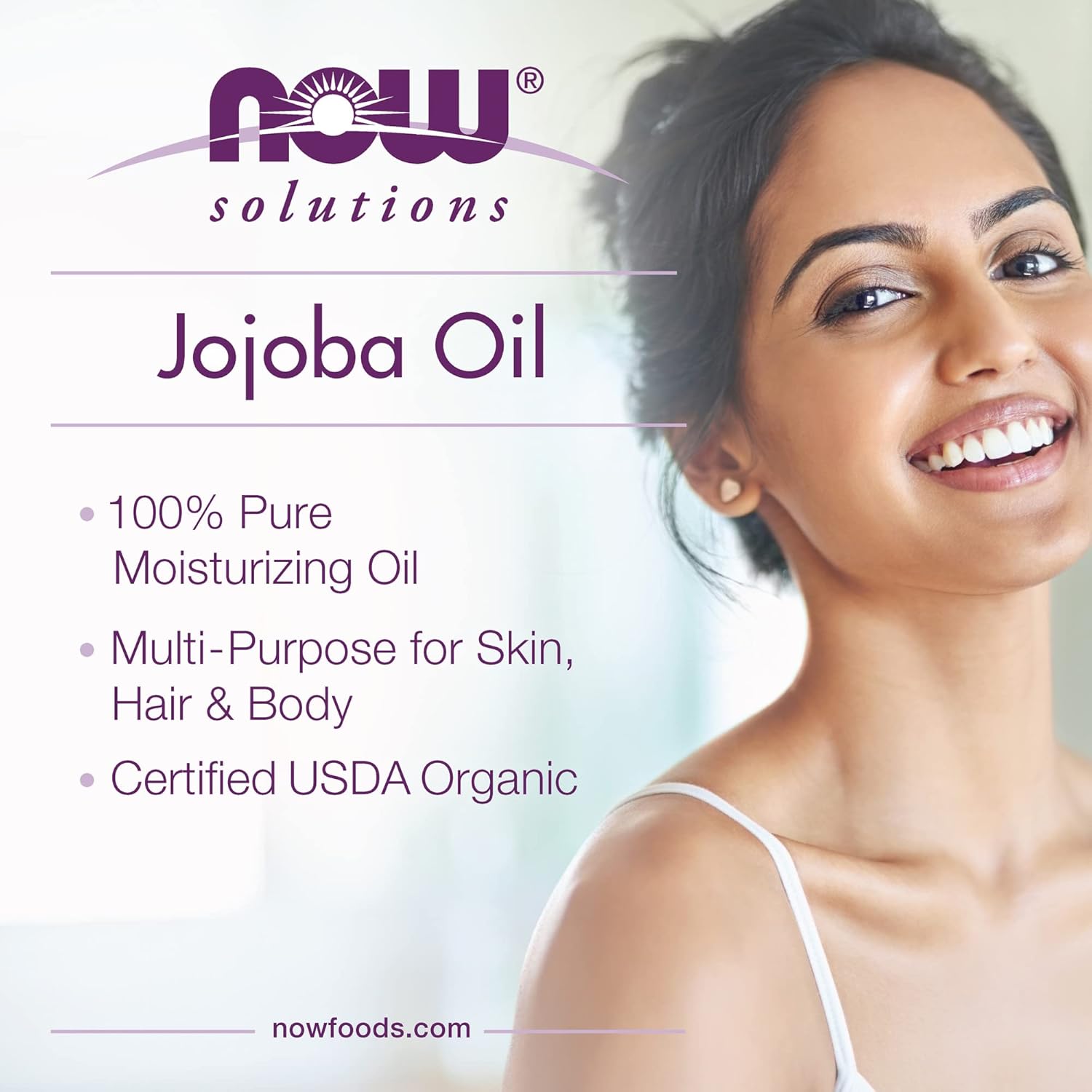 NOW Foods Solutions, Jojoba Oil, 100% Pure Moisturizing, Multi-Purpose Oil for Face, Hair and Body, 16-Ounce - Nirvana Guru